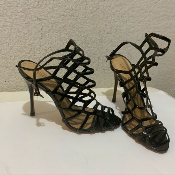 SCHUTZ Black Cage High Heel Stiletto Juliana Sandals 7 - Picture 2 of 10